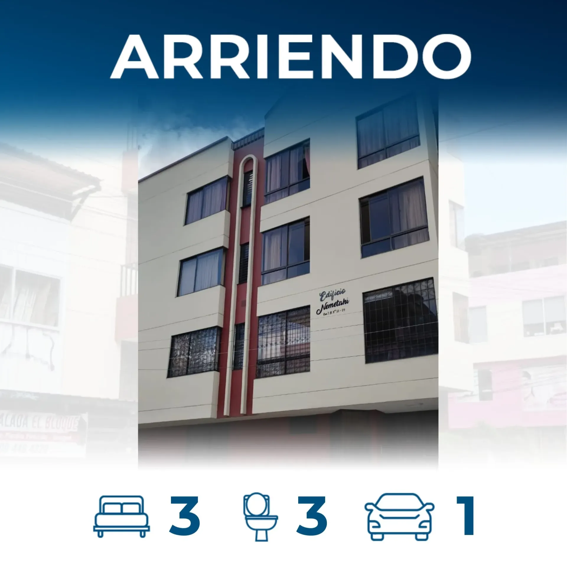 Apartamento en arrendamiento Edificio Nemetahi | Ibagué - Tolima $1.400.000