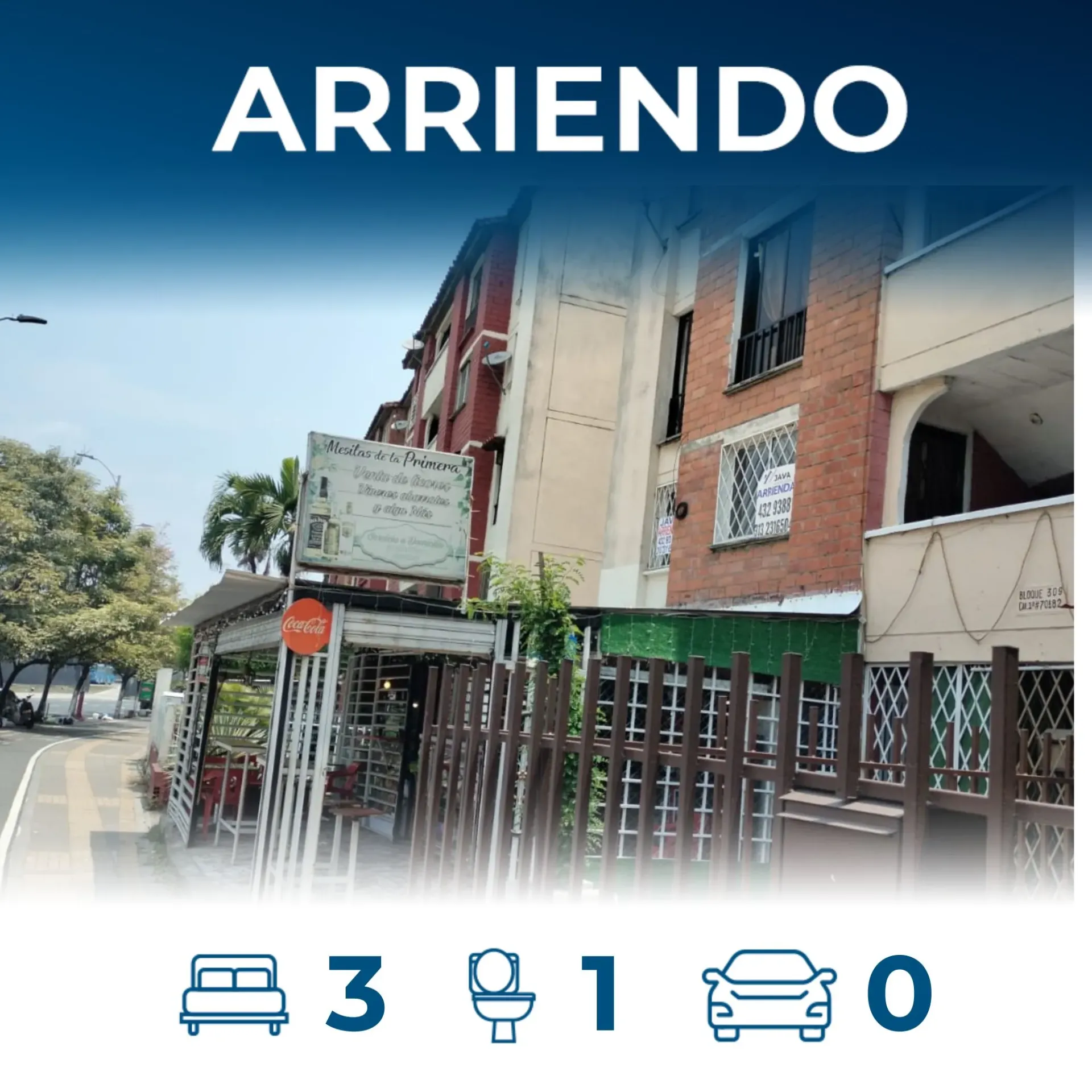 Apartamento en arriendo en el norte de Cali, barrio los Alcázares 309 -201  / $680.000